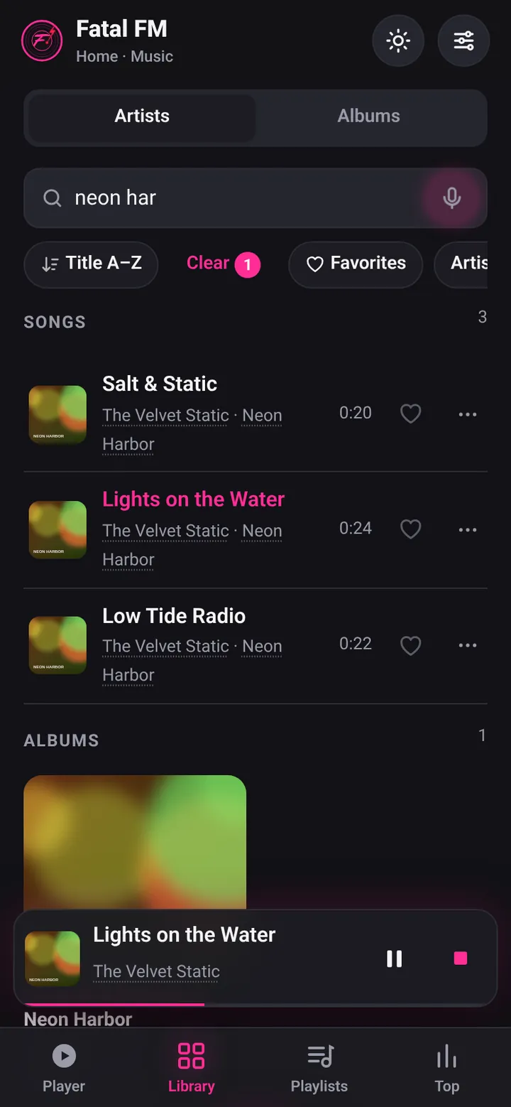 Voice search listening, with spoken words filling the search and results appearing