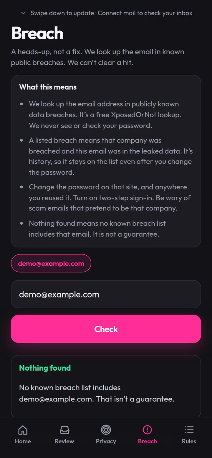 Breach heads-up with a free XposedOrNot lookup